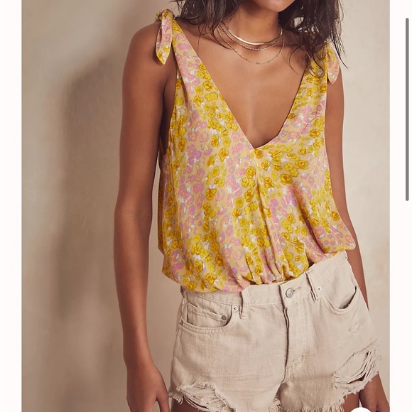 NWT Free People Bare It All Bodysuit Sunshine Combo - Picture 4 of 4